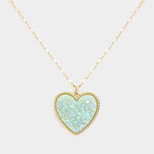 Load image into Gallery viewer, Druzy Heart Pendant Necklace  in
