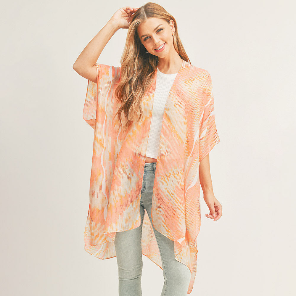 Coral Abstract Kimono