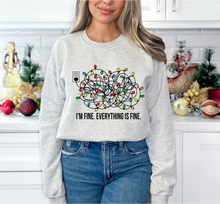 Load image into Gallery viewer, I&#39;m Fine, Christmas Lights Tee or Crewneck
