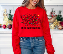 Load image into Gallery viewer, I&#39;m Fine, Christmas Lights Tee or Crewneck
