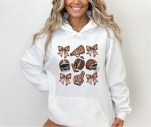 Load image into Gallery viewer, Football Coquette Bow Tee, Sweatshirts (Pick your color)
