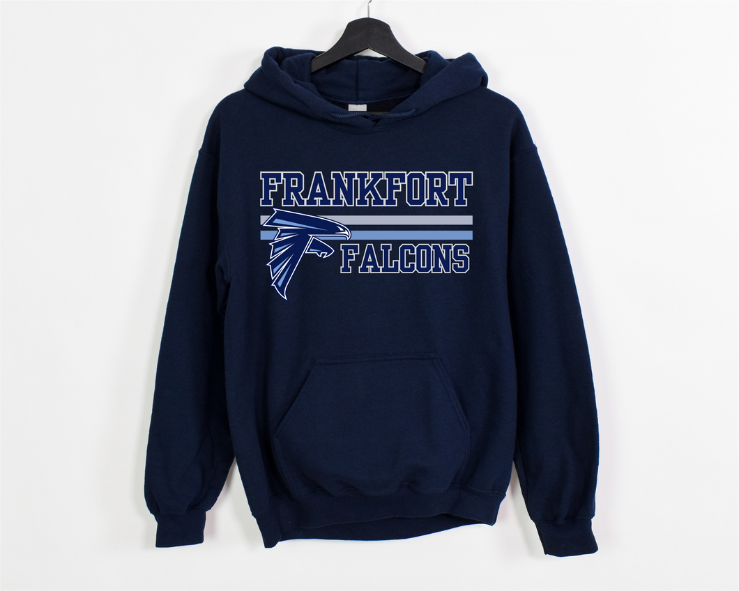 Frankfort Falcons Logo Stripe Tee, Crewneck, Sweatshirt