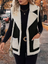 Load image into Gallery viewer, Full Size Contrast Open Front Sherpa Vest Coat
