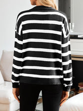 Load image into Gallery viewer, Many Striped Johnny Collar Long Sleeve Sweater
