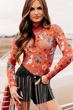 Load image into Gallery viewer, Printed Mock Neck Long Sleeve Bodysuit
