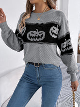 Load image into Gallery viewer, Pumpkin Round Neck Long Sleeve Sweater
