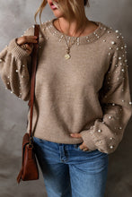 Load image into Gallery viewer, Pearl Detail Round Neck Long Sleeve Sweater
