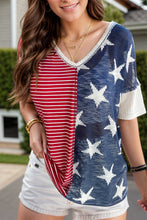 Load image into Gallery viewer, Stars and Stripes V-Neck Half Sleeve T-Shirt
