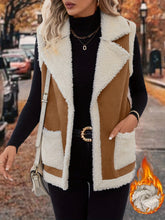 Load image into Gallery viewer, Full Size Contrast Open Front Sherpa Vest Coat
