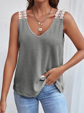 Load image into Gallery viewer, Full Size Lace Detail V-Neck Tank
