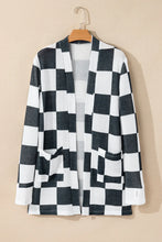 Load image into Gallery viewer, Checkered Open Front Long Sleeve Cover Up
