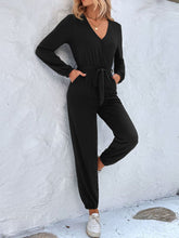 Load image into Gallery viewer, Long Sleeve Tie Waist Jumpsuit
