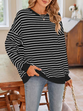 Load image into Gallery viewer, Striped Round Neck Long Sleeve Sweatshirt
