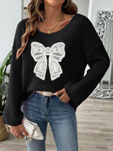 Load image into Gallery viewer, Bow Boat Neck Long Sleeve Sweater
