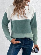 Load image into Gallery viewer, Color Block Drop Shoulder Long Sleeve Sweater
