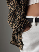Load image into Gallery viewer, Leopard Button Up Long Sleeve Denim Top
