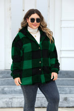 Load image into Gallery viewer, Plus Size Plaid Button Up Hooded Jacket
