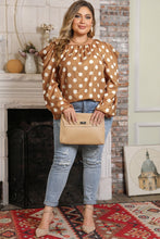 Load image into Gallery viewer, Plus Size Polka Dot Long Sleeve Blouse
