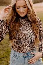 Load image into Gallery viewer, Turtleneck Leopard Long Sleeve Bodysuit
