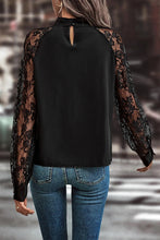 Load image into Gallery viewer, Cutout Lace Detail Long Sleeve Blouse
