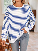 Load image into Gallery viewer, Striped Round Neck Long Sleeve Sweatshirt
