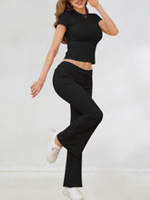 Load image into Gallery viewer, Round Neck Short Sleeve Top and Pants Set
