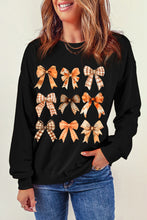 Load image into Gallery viewer, Bow Graphic Round Neck Long Sleeve Sweatshirt
