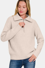 Load image into Gallery viewer, Zenana Half Zip Long Sleeve Sweater
