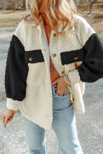 Load image into Gallery viewer, Color Block Collared Neck Sherpa Jacket
