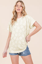 Load image into Gallery viewer, BOMBOM Textured Floral Pattern Short Sleeve T-Shirt
