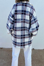 Load image into Gallery viewer, Pocketed Plaid Dropped Shoulder Coat
