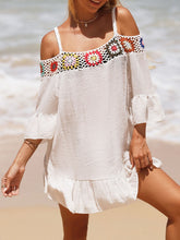 Load image into Gallery viewer, Crochet Cold Shoulder Three-Quarter Sleeve Cover Up
