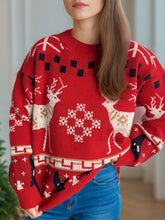 Load image into Gallery viewer, Christmas Element Round Neck Long Sleeve Sweater
