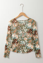 Load image into Gallery viewer, Floral Round Neck Long Sleeve T-Shirt
