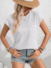 Load image into Gallery viewer, Round Neck Cap Sleeve Blouse
