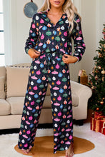 Load image into Gallery viewer, Christmas Lights Print Collared Neck Top and Pants Set
