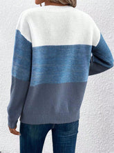 Load image into Gallery viewer, Color Block Drop Shoulder Long Sleeve Sweater
