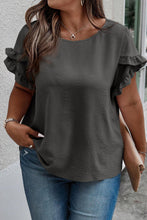 Load image into Gallery viewer, Plus Size Ruffled Round Neck Short Sleeve Blouse
