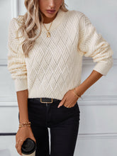 Load image into Gallery viewer, Round Neck Long Sleeve Woven Sweater
