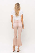 Load image into Gallery viewer, High Rise Distressed Hem Crop Flare Jeans
