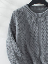 Load image into Gallery viewer, Cable-Knit Round Neck Long Sleeve Sweater
