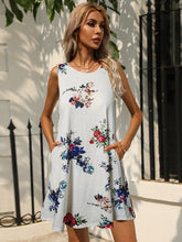 Load image into Gallery viewer, Printed Round Neck Sleeveless Dress with Pockets
