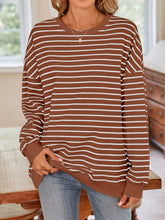 Load image into Gallery viewer, Striped Round Neck Long Sleeve Sweatshirt
