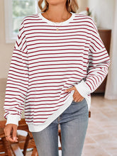 Load image into Gallery viewer, Striped Round Neck Long Sleeve Sweatshirt
