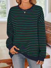 Load image into Gallery viewer, Striped Round Neck Long Sleeve Sweatshirt
