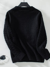 Load image into Gallery viewer, Cable-Knit Round Neck Long Sleeve Sweater
