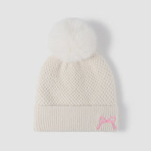 Load image into Gallery viewer, Thermal Bow Knit Hat with Pompom
