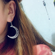 Load image into Gallery viewer, Alloy Cutout Moon Earrings
