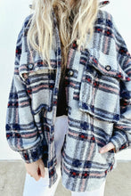 Load image into Gallery viewer, Pocketed Plaid Dropped Shoulder Coat
