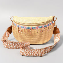 Load image into Gallery viewer, Bead Trim Straw Weave Crossbody Bag
